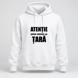 Hanorac personalizat Atentie sofer crescut la tara, , negru