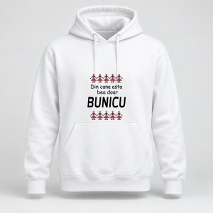 Hanorac personalizat Din cana asta bea doar bunicu, model traditional
