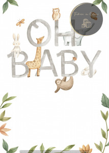 Invitație Botez B459 - Oh Baby cu Animăluțe din Junglă