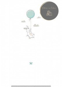 Invitație Botez B499 - Iepuraș cu Balon, Design Visător