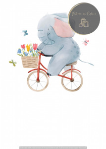Invitație Botez B529 - Elefănțel pe Bicicletă