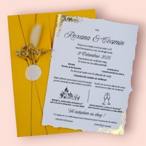 invitatie-nunta-aurie-cu-plic-colorat