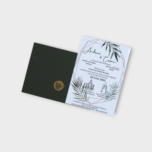 invitatie-nunta-cu-sigiliu-bronz-si-plic-verde-inchis-eleganta