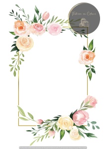 Invitație nuntă florală pastel cu ramă aurie