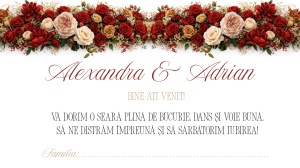 Plic pentru bani nuntă cu flori roșii și crem elegante – plic de bani/dar romantic personalizat premium - Img 2