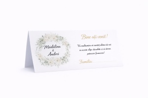 Plic pentru bani nuntă floral elegant alb-verde – model romantic personalizat