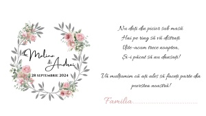 Plic pentru bani nuntă cu design floral roz delicat, perfect pentru un decor elegant și romantic