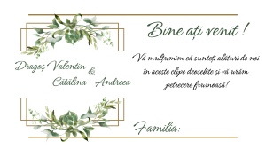 Plic pentru bani nunta elegant verde cu frunze si rama aurie