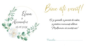 Plic pentru bani nuntă verde floral elegant cu cerc minimalist – plic de bani/dar premium personalizat - Img 2
