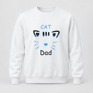 Pulover personalizat Cat dad, model albastru