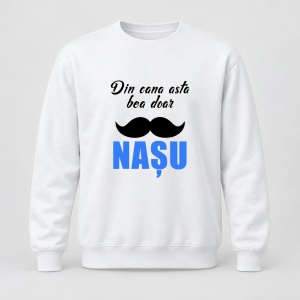 Pulover personalizat Din cana asta bea doar nasu, model albastru