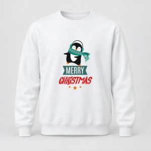 Pulover personalizat Merry Christmas pinguin