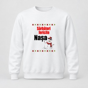 Pulover personalizat Sarbatori fericite nasa, model om zapada