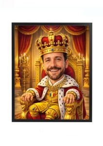 Ramă Foto Caricatură Rege pe Tron – Cadou Personalizat Amuzant