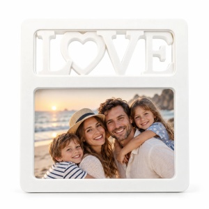 Ramă foto decorativă Love cu ramă centrală, alb – 1 fotografie inclusă
