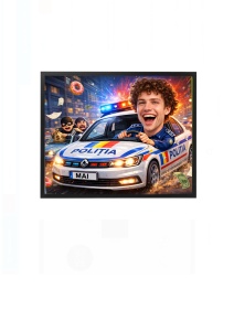 Ramă foto personalizată polițist în urmărire – cadou amuzant pentru bărbat MAI