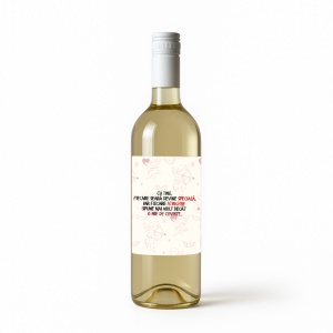 Vin alb personalizat Valentine’s Day, cu mesaj emoționant de dragoste.