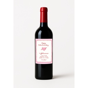 Sticlă de Vin Personalizată „Happy Valentine’s Day – 14 Februarie” cu Mesaj Romantic – Cadou Valentine’s Day