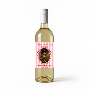 Cadou romantic unic: sticlă de vin personalizată cu poză.
