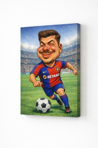 Tablou Canvas Caricatură Fotbalist Personalizată – Cadou Amuzant pentru Suporteri de Fotbal
