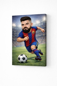 Tablou Canvas Caricatură Fotbalist Personalizată – Portret Sportiv din Fotografie