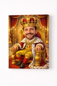 Tablou Canvas Caricatură Rege Personalizată – Cadou Amuzant și Original