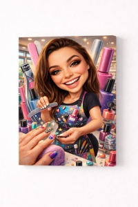 Tablou Canvas Personalizat – Nail Artist | Caricatură Salon Manichiură