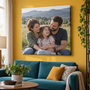 Tablou canvas personalizat cu fotografia familiei – exemplu de decor 5