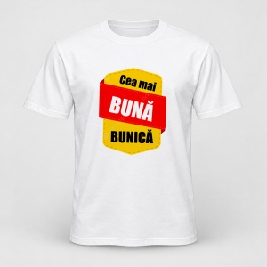 Tricou personalizat Cea mai buna bunica, model galben