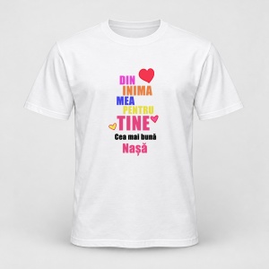Tricou personalizat Din inima mea pentru tine, cea mai buna nasa