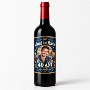 Vin personalizat – 40 ani – Vinul tău cu poză | Cu poză