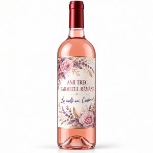 Vin roze personalizat aniversar – Anii trec, farmecul rămâne
