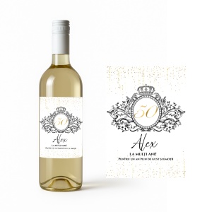 Vin Personalizat Aniversar cu Etichetă Elegantă – Cadou Premium cu Nume și Vârstă