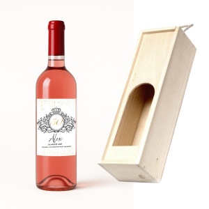 Vin Personalizat Aniversar + Cutie din Lemn – Cadou Elegant pentru Sărbători și Vârste Speciale