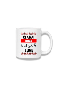 Cană ceramică 380 ml – Cea mai bună bunică din lume – motive roșii