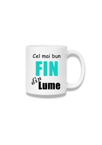 Cană ceramică 380 ml – Cel mai bun fin din lume – text turcoaz