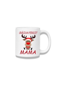 Cană ceramică 380 ml – Crăciun fericit, mama – ren