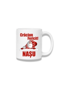 Cană ceramică 380 ml – Crăciun fericit, nașu – Moș Crăciun