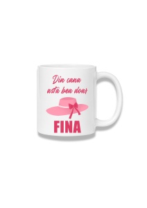 Cană ceramică 380 ml – Din cana asta bea doar fina – pălărie roz