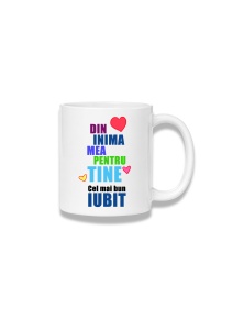 Cană ceramică 380 ml – Din inima mea pentru tine – cel mai bun iubit
