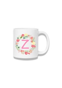 Cană ceramică 380 ml – Inițiala Z cu coroniță florală