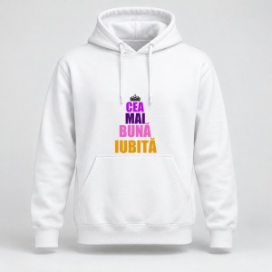 Hanorac personalizat Cea mai buna iubita, coroana multicolor