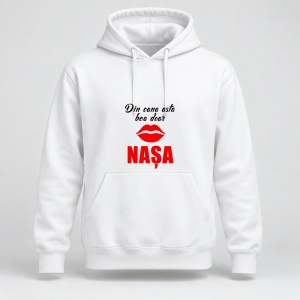 Hanorac personalizat Din cana asta bea doar nasa, model rosu