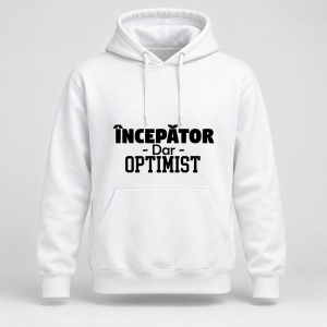 Hanorac personalizat Incepator dar optimist, , Negru