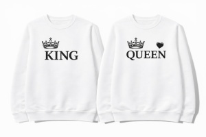 Hanorace personalizate pentru cupluri „King & Queen” – Valentine’s Day