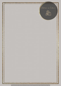 Invitație Botez B144 - Chenar Dublu Geometric Auriu pe Fundal Gri-Taupe