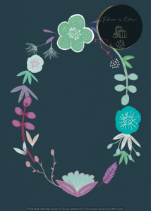 Invitație Botez B363 - Model Floral Folk pe Bleumarin