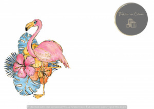 Invitație Botez B421 - Flamingo cu Hibiscus