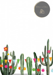 Invitație Botez B430 - Cactuși cu Ghirlandă Festivă