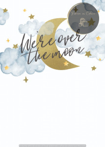Invitație Botez B460 - Luna Aurie We're Over the Moon